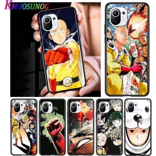One Punch Man for Xiaomi Mi 11 10T Note 10 Ultra 5G 9 9T SE 8 A3 A2 A1 6X Pro Play F1 Lite 5G Black Phone Case
