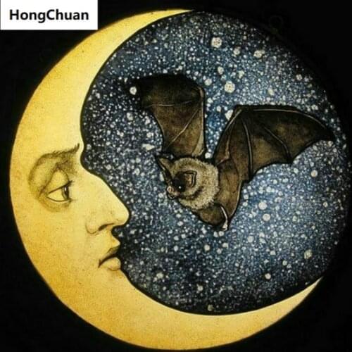Moon Bat Full Square/Round 5D DIY Diamond Painting Crafts Mosaic Embroidery Home Decoration Christmas Gift New Year
