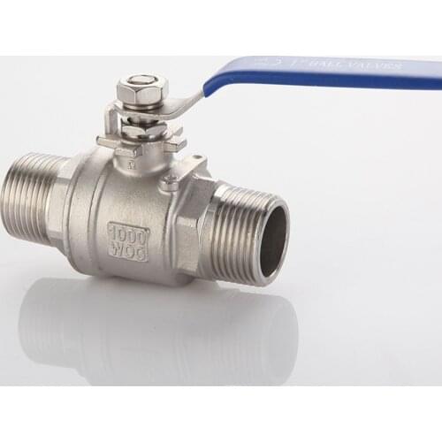 1PCS 304 Stainless Steel Two Piece Ball Valve 1/4 3/8 1/2" 3/4" 1" 2" BSP Male x Male Thread Water Gas Oil Switch Fitting Valve