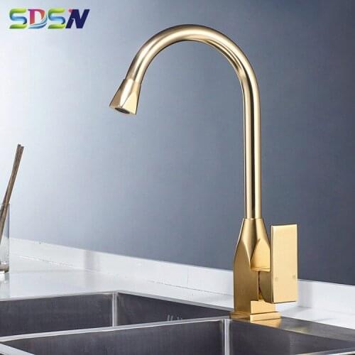 Kithchen Sink-mixer Gold Kitchen Faucet Space Alunimum Hot and Cold Kitchen Water-tap Single Handle Kitchen-mixer Luxury Design
