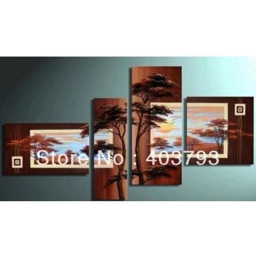 MODERN ABSTRACT HUGE WALL ART OIL PAINTING ON CANVAS africa landscape pine tree for decoration no frame free shipping