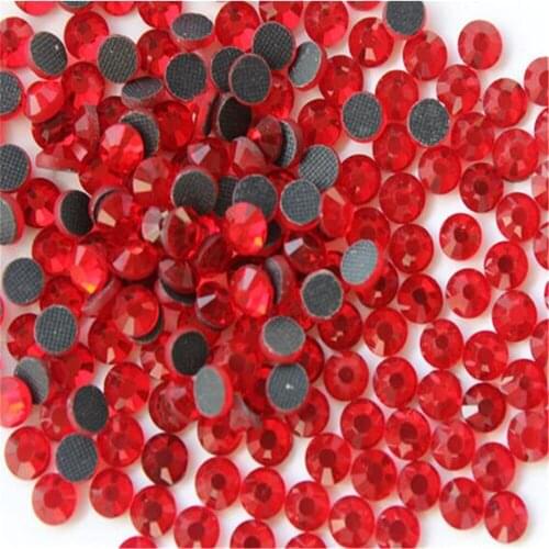SS6 SS10 SS16 1440PCS Lt Siam Red Color DMC Crystal Rhinestones DIY Loose Glue HotFix Crystal Rhinestone for Garment Decoration