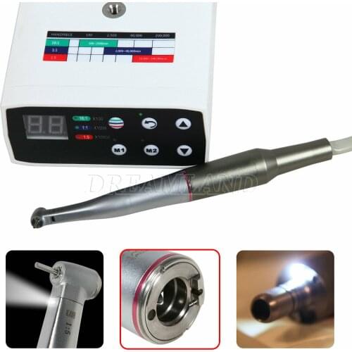 Dental Fiber Optic 1:5 Increasing Contra Angle Handpiece Red Ring & LED Electric Motor for NSK Sirona