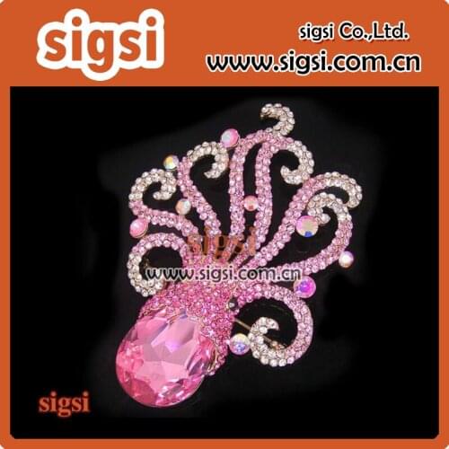 Rhinestone octopus brooch pin