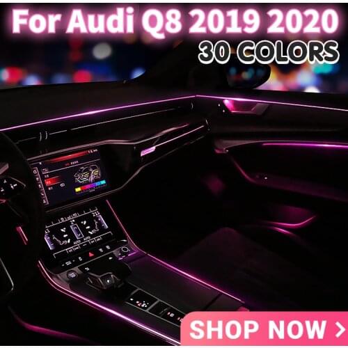 For Q8 30 Color LED Ambient Light Lamp For Audi Q8 2019 2020 Interior Atmosphere Light