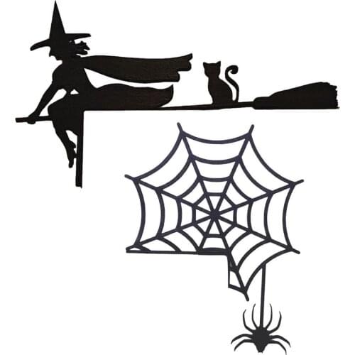 Halloween Door Decoration Window Hangings Wall Decoration Black Witch Spider Ghost Treat Halloween Party Home Decoration