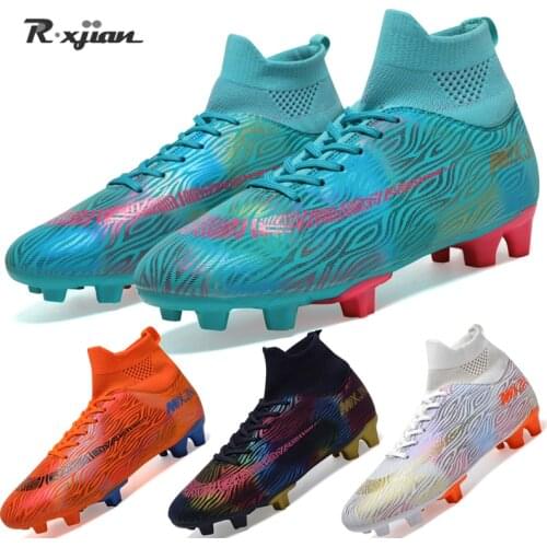 Unisex Soccer Shoes Long Spikes Ankle Football Boots FG Outdoor Grass Cleats Football Shoes chuteira futebo Men Golden boots