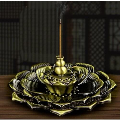 High quality Retro Stick Incense Holder Fragrance Burner Alloy lotus plate Censer Home Office deck Craft Factory direct sales