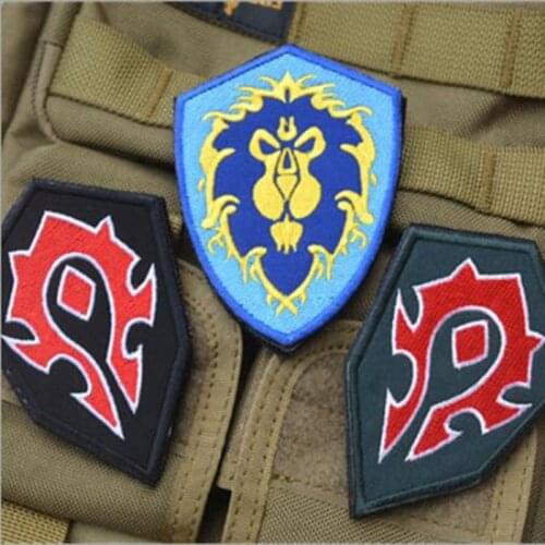 WOW World Alliance / Horde forces camp -sided embroidery patch badge armband morale tactical patches