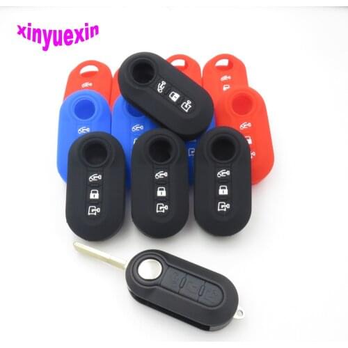 Xinyuexin Silicone Car Key Cover Case For Fiat Ducato Citroen Relay Peugeot Boxer PEU25 Flip Remote Key 3 Buttons Car-styLing
