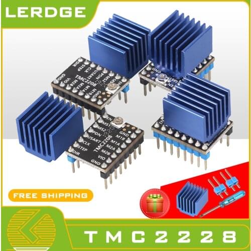 LERDGE 3D Printer Parts 4PCS Stepstick TMC2208 Stepper Motor Driver Super Silent With New Heat Sinks Replace TMC2100