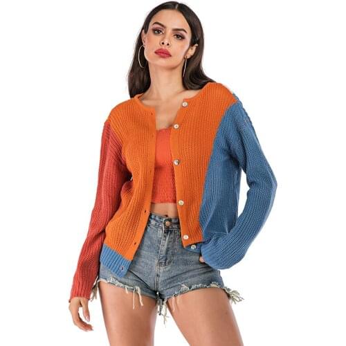 2021 New Autumn Womens Long Sleeve O-Neck Button Knit Front Cardigan Back Sweater Wear on Both Sides Knitwear Outwear Coat