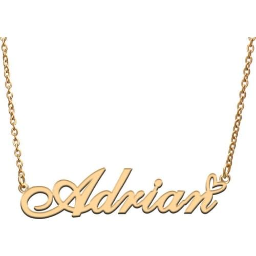 Love Heart Adrian Name Necklace for Women Stainless Steel Gold & Silver Nameplate Pendant Femme Mother Child Girls Gift