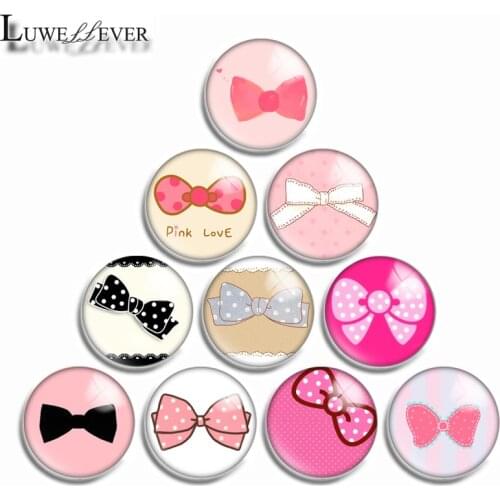 12mm 10mm 16mm 20mm 25mm 30mm 530 Bow Mix Round Glass Cabochon Jewelry Finding 18mm Snap Button Charm Bracelet