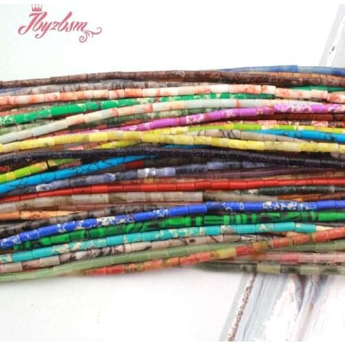 2x3-2x4mm Mini Beads Tube Column Stone Tiny Beads Spacer Beads For Women Men DIY Charms Necklace Bracelet Jewelry Making 15"