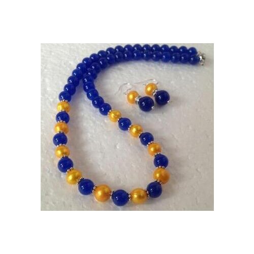 7-8mm White Cultured Pearl/Red Jade Gem Necklace Earrings Bracelet Set