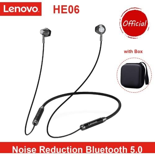 Lenovo HE06 Wireless Earphones Noise Reduction Bluetooth 5.0 Earbuds with Mic Stereo Headphones for Gym Running Sports Headset