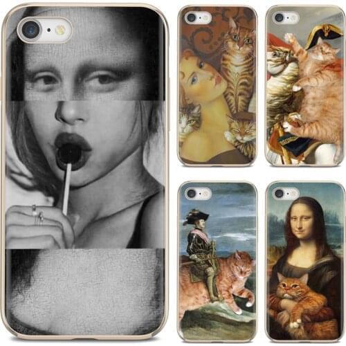 Leonardo-da-Vinci-Mona-Lisa-Pat-Cat For Samsung Galaxy S7 S8 S9 S10E S20 FE Note 10 20 Edge Lite Plus Ultra Silicone Shell Cover