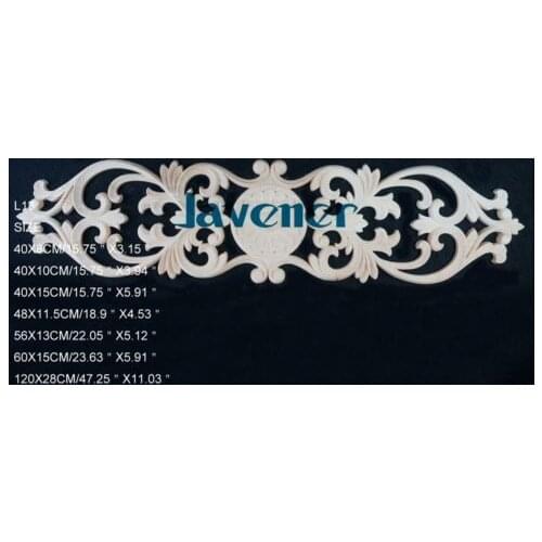 L13 -40x15cm Wood Carved Long Onlay Applique Unpainted Frame Door Decal Working carpenter Cabinet