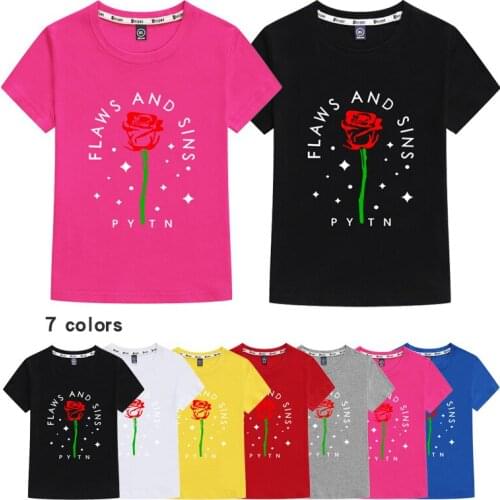 Childrens summer cotton t-shirts 3d print rose Girls Tees Kids short Sleeves Shirt Funny Cartoon T-Shirts for Girls Shirts Tops
