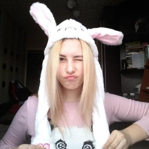 Kawaii Hat Glowing Rabbit Ears Hat Net Red The Same Cute Pinch Ears Will Move The Autumn and Winter Warm Rabbit Hat