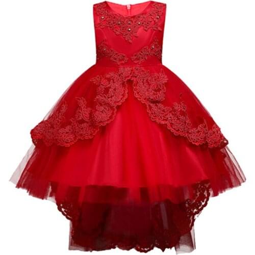 Four Seasons Baby Trailing Children Lace Flowers Performance Clothing Kids Wedding Party Princess Dress for Girls