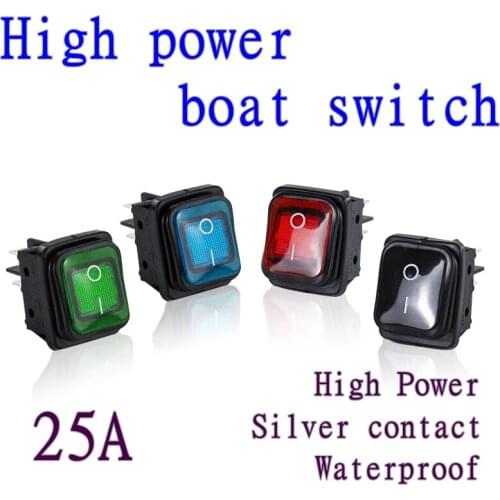 Out of 20A / 250V 4 color high power 4 pin PA66 sealed waterproof Auto boat marine with LED Large rocker with light switch