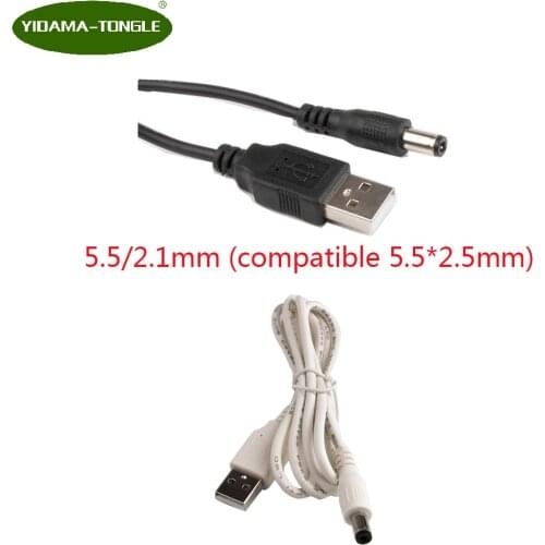 USB to 5.5/2.1mm Barrel Power 5V 5.5 X 2.1 mm Black White 5.5/2.5 5.5 x 2.5 mm 5V Mini DC Jack Plug Cable
