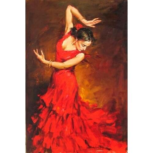 Dancing People Art Oil Painting Flamenco Spanish Dancer figure Woman Canvas Hand painted