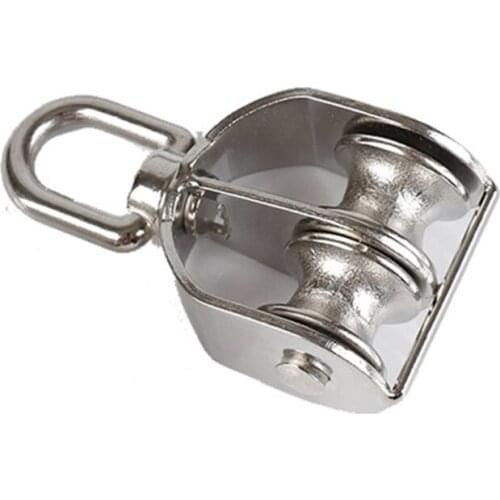 M20 Single Double Wheel Stainless Steel 304 Pulley Traction Wheel Wire Rope Crane Pulley Block Corrosion Resistance Tool