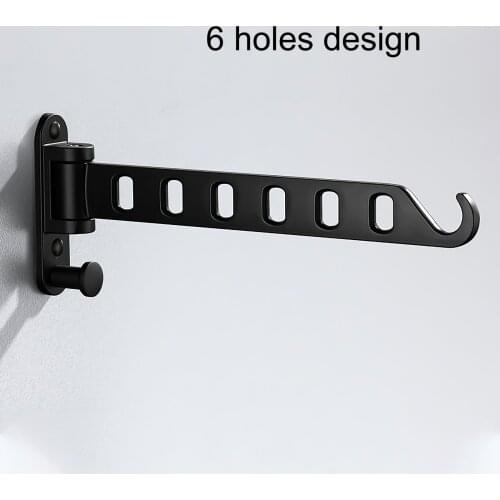 Metal Folding Clothes Rack With Swing Arm Large Capacity Wall Mount Clothes Hanger Clothes Hooks Space Saving Movable For Home