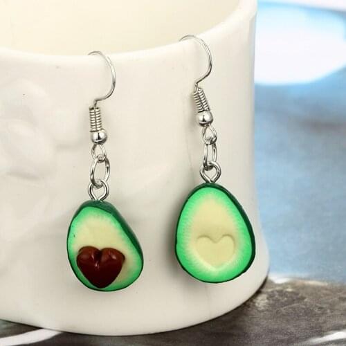 Fashion Creative Polymer Clay Avocado Dangle Earrings for Women Cute Handmade Earrings Jewelry Gifts