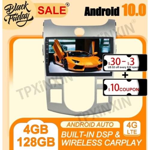 For KIA Forte Cerato 2008-2012 Android 10.0 PX6 IPS Carplay 4+128G Multimedia Player Auto Radio Tape Recorder GPS Navi Head Unit