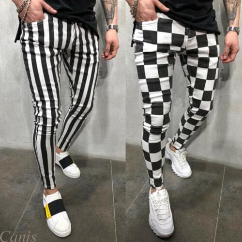Male Pants Plaid Mens Long Casual Sport Pants Slim Fit Plaid Trousers Running Jogging Trousers For Men 2020 Sweatpants Overalls