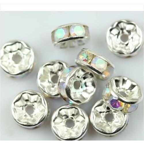 Wholesale DIY Jewellery Finding,White Color Rhinestone Silvers Crystal Spacers,8mm, Perfect Jewellery Finding For Women Gift