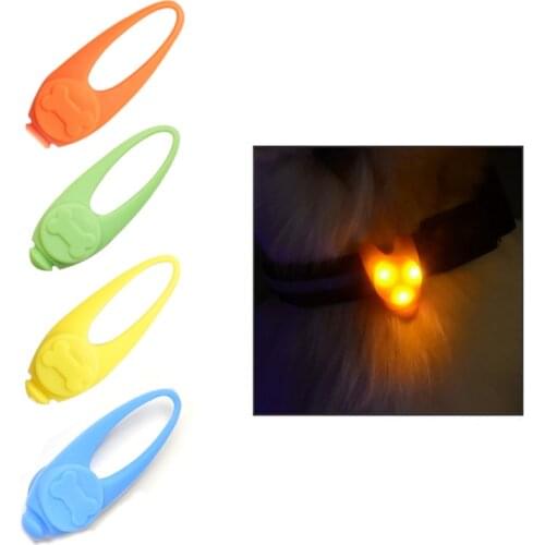 Pet Dog Night LED Safety Pendant Necklace Flashing Glow Light Night Colorful Rubber Blinking Pendant Decoration Dog Collars