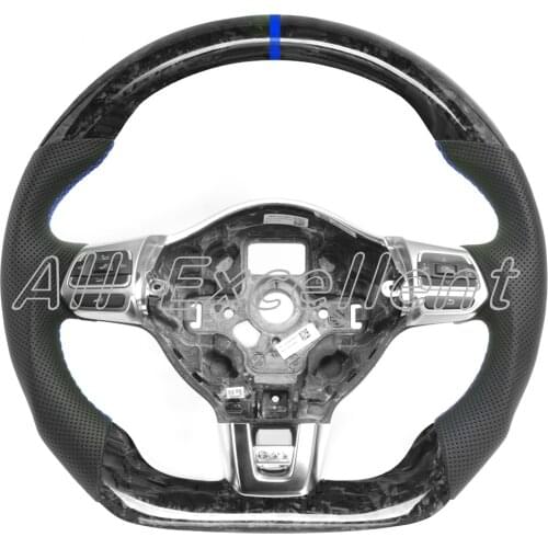 Suitable For Volkswagen Golf 6 GTI R Forged Carbon Fiber +Perforated Leather Steering Wheel Assembly