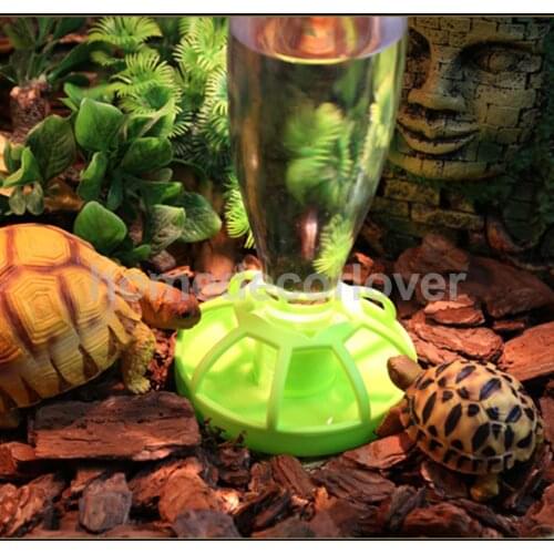 Reptile Water Drinker Dispenser Food Bowl Lizard Feeder Round Dish Bottle