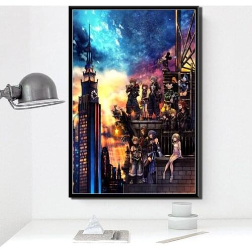 Kingdom Hearts Poster Hot Video Game Cover Hot Anime Art Painting Silk Canvas Poster Wall Home Decor Artwork