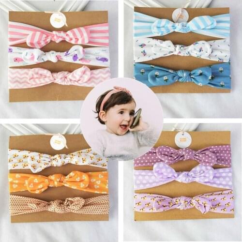 3pcs/set Baby Headband Girls Cotton Floral Bows Elastic Hair Accessories for Baby Shower Kids Birthday Gifts Hairband Decoration