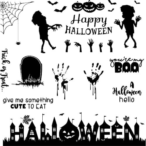 AZSG Halloween Greetings/Blessing NEW Clear Stamps/Seal For DIY Scrapbooking Card Making Album Decorative Silicone Stamp Craft