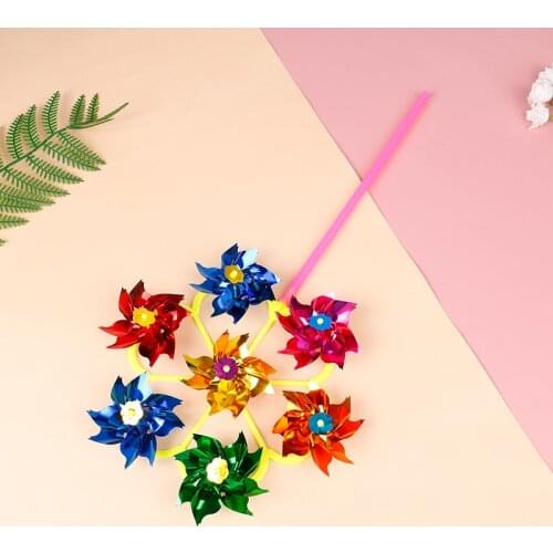 Colorful DIY Sequins Windmill Wind Spinner Home Garden Yard Decoration Kids Toys