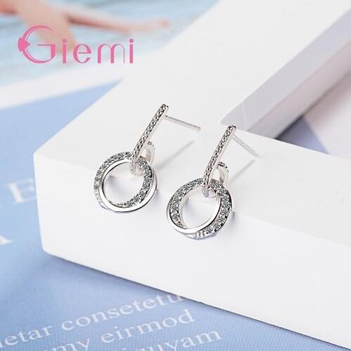 925 Sterling Silver Dangle Earrings Latest Round Design Fashion Jewelry Trendy Cute Style Best Gift For Girls Engagement