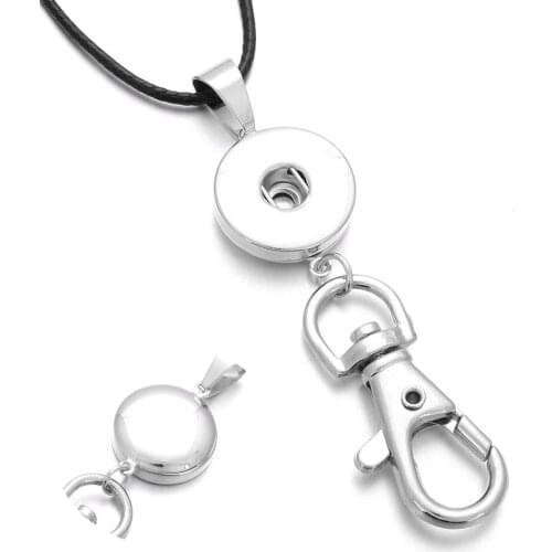 Interchangeable Metal Snap Button Pendant Necklaces Fit 18mm Snap Buttons