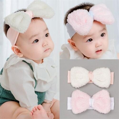 10pcs/lot Lamb Plush Soft Headband Bow Hairband Elastic Hair Band For Kids Girls Photo Props Party Hairbands Hair Accessories