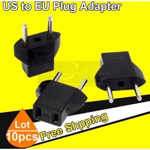 High Quality Wholesale 10Pcs Universal US to EU Plug Travel Wall AC Power Charger EU to US Plug Converter Adaptor Outlet Socket