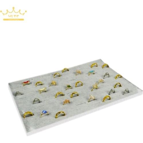 100 Ring Slots Tray Inserts Liners Grey/Black Velvet Jewelry Rings Display Foam 33.5*22.5cm