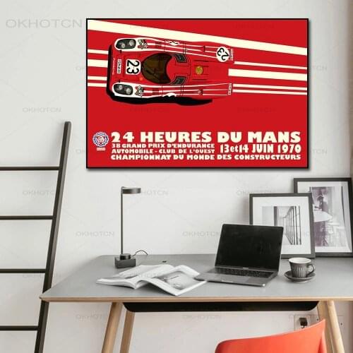 24 Hours of Le Mans 1971 1970 On Canvas Print Poster Automobile Wall Art Picture for Living Room Home Decoration Frameless