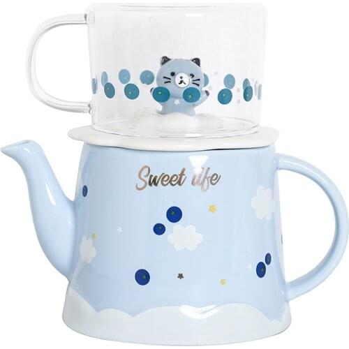 450ML Cartoon Cute Phantom Animal Ceramic Teapot Set Creative Kettle Home Office Large Capacity Coffee Pot