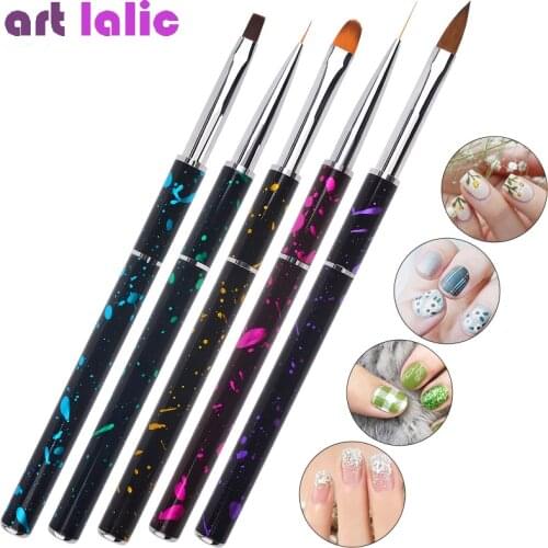 5Pcs Set Nail Art Brush Pen Drawing Painting Tips Stripes Liners Acrylic UV Gel Polish Extension Design Tools Graffiti Handle